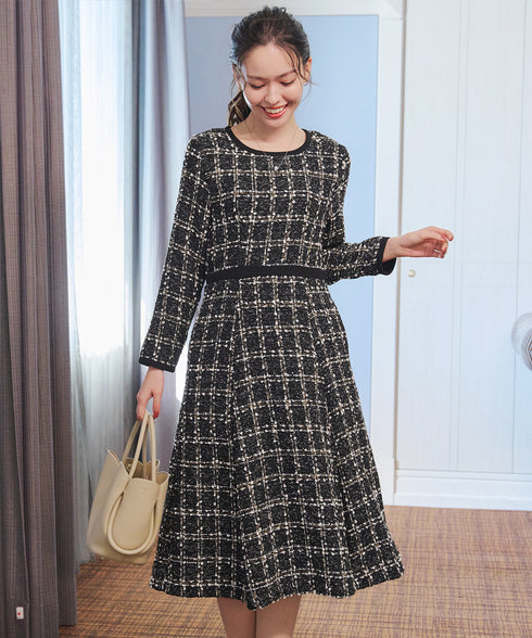 【安田美沙子さん着用】配色ツイードワンピース