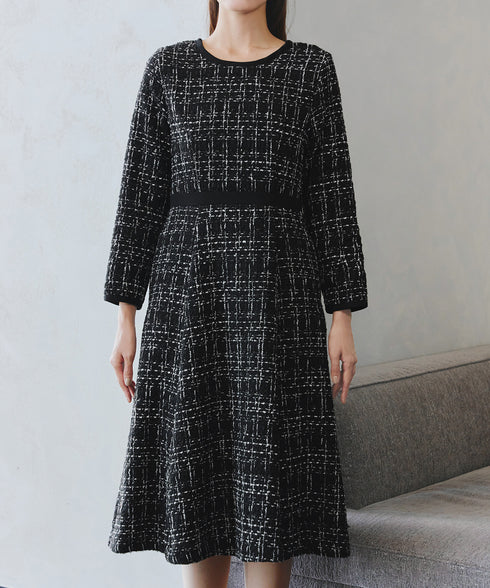 【安田美沙子さん着用】配色ツイードワンピース