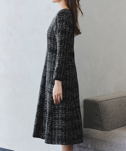 【安田美沙子さん着用】配色ツイードワンピース