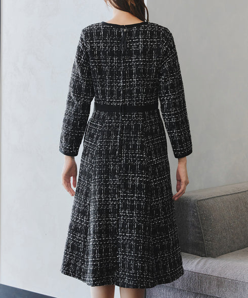 【安田美沙子さん着用】配色ツイードワンピース