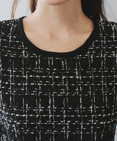 【安田美沙子さん着用】配色ツイードワンピース