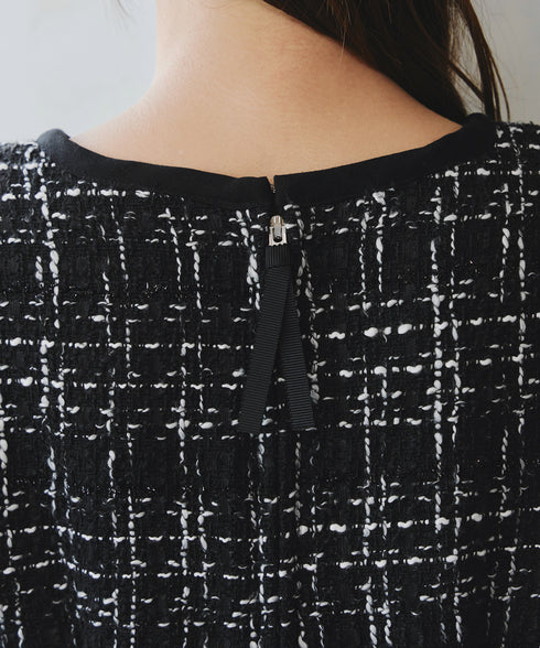 【安田美沙子さん着用】配色ツイードワンピース