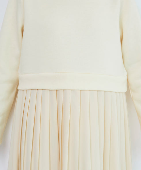 肩ビジュー裏起毛ドッキングワンピース