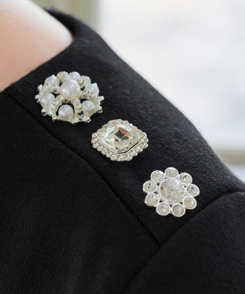 肩ビジュー裏起毛ドッキングワンピース