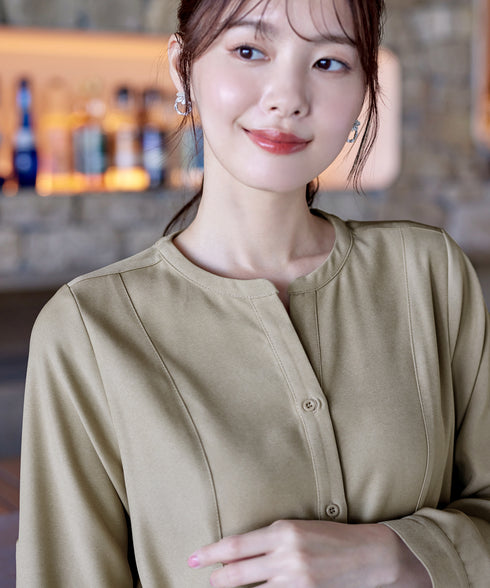 ベルト付きスキッパーシャツワンピース