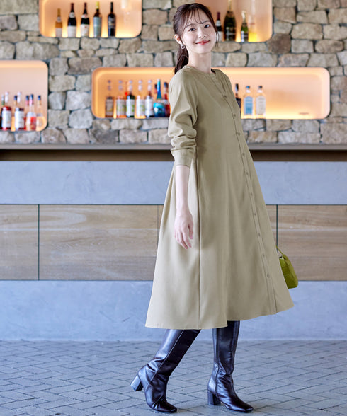 ベルト付きスキッパーシャツワンピース