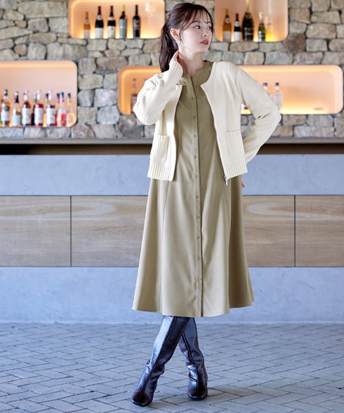 ベルト付きスキッパーシャツワンピース