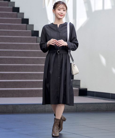 ベルト付きスキッパーシャツワンピース