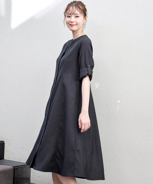ベルト付きスキッパーシャツワンピース