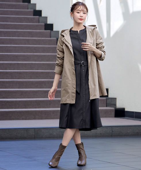 ベルト付きスキッパーシャツワンピース