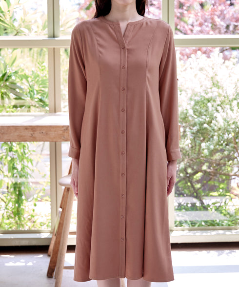 ベルト付きスキッパーシャツワンピース