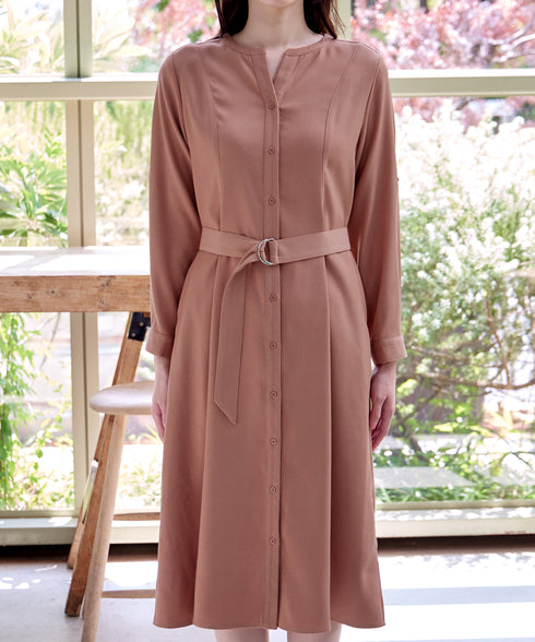 ベルト付きスキッパーシャツワンピース
