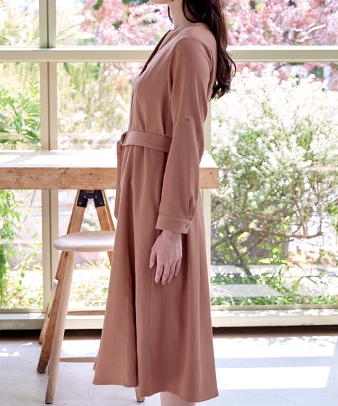 ベルト付きスキッパーシャツワンピース