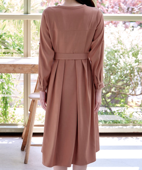 ベルト付きスキッパーシャツワンピース