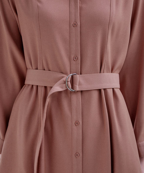ベルト付きスキッパーシャツワンピース