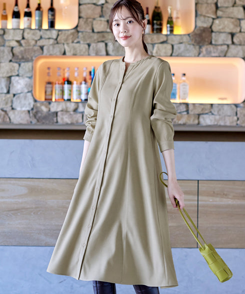 ベルト付きスキッパーシャツワンピース