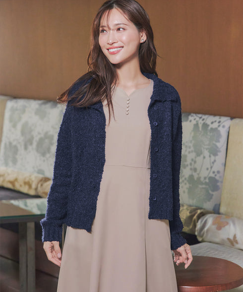 ハートネックくるみ釦ワンピース