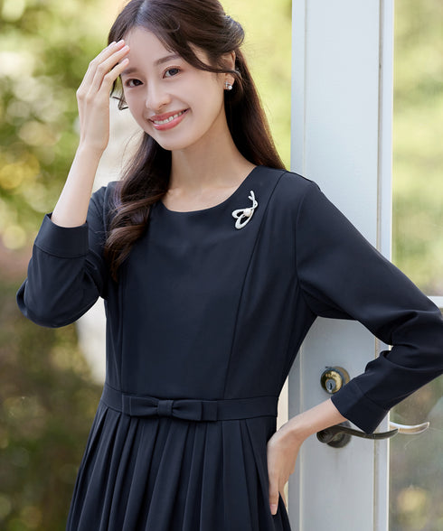 リボンベルトフレアワンピース