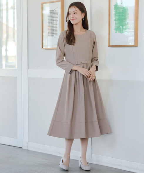 リボンベルトフレアワンピース