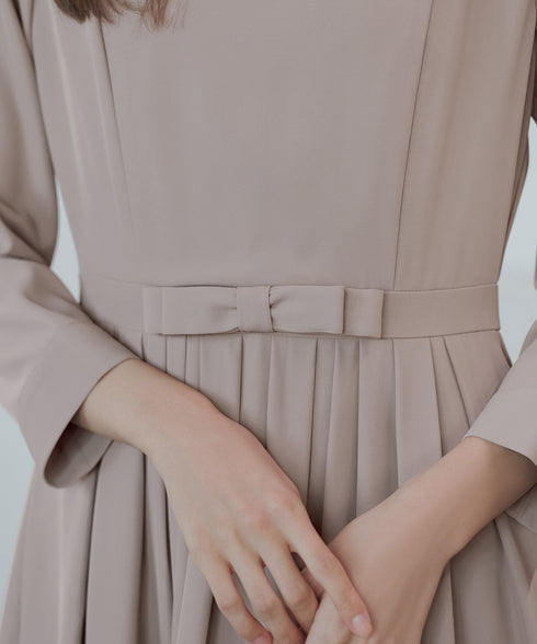 リボンベルトフレアワンピース