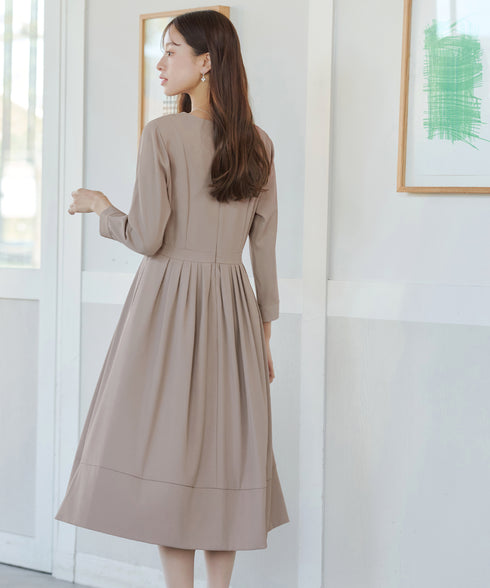 リボンベルトフレアワンピース