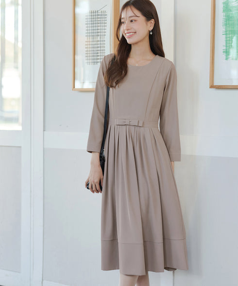 リボンベルトフレアワンピース