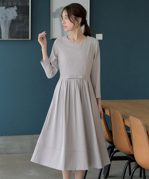 リボンベルトフレアワンピース