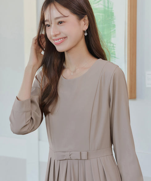 リボンベルトフレアワンピース