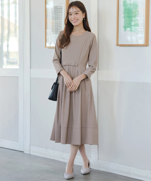 リボンベルトフレアワンピース