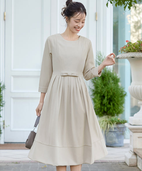 リボンベルトフレアワンピース