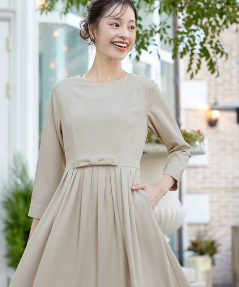リボンベルトフレアワンピース