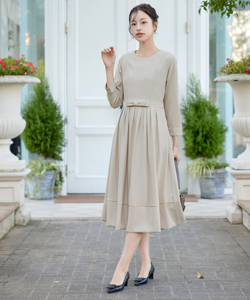 リボンベルトフレアワンピース