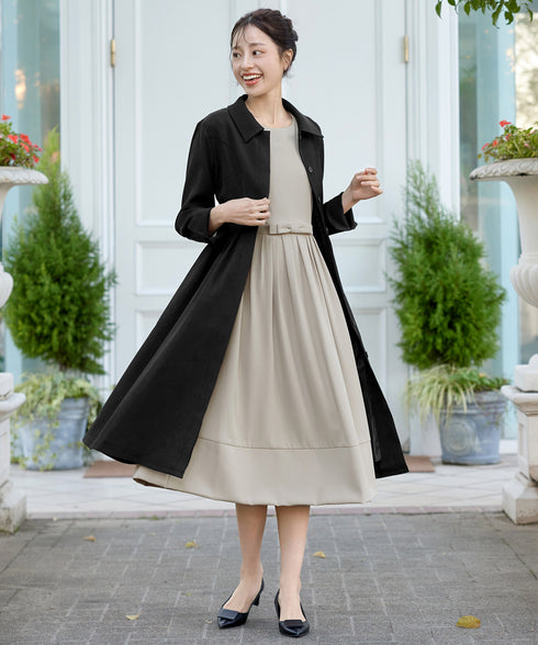 リボンベルトフレアワンピース