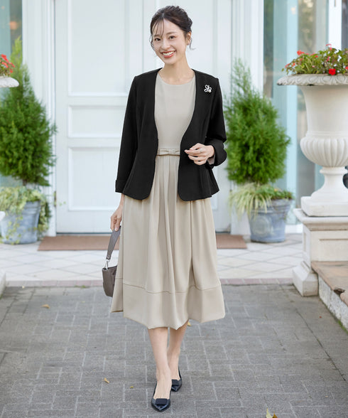 リボンベルトフレアワンピース