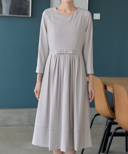 リボンベルトフレアワンピース