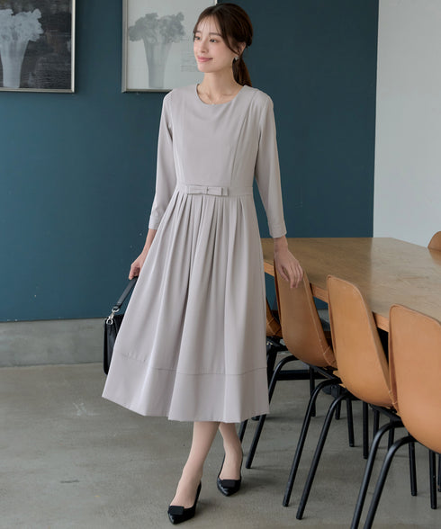 リボンベルトフレアワンピース