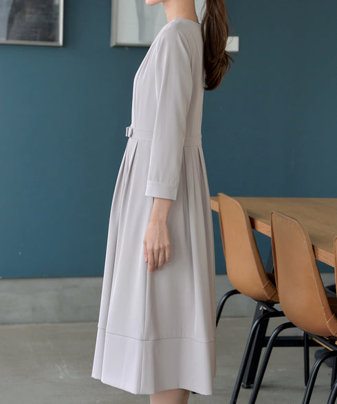 リボンベルトフレアワンピース