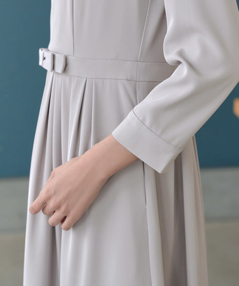 リボンベルトフレアワンピース