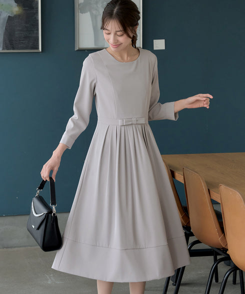 リボンベルトフレアワンピース