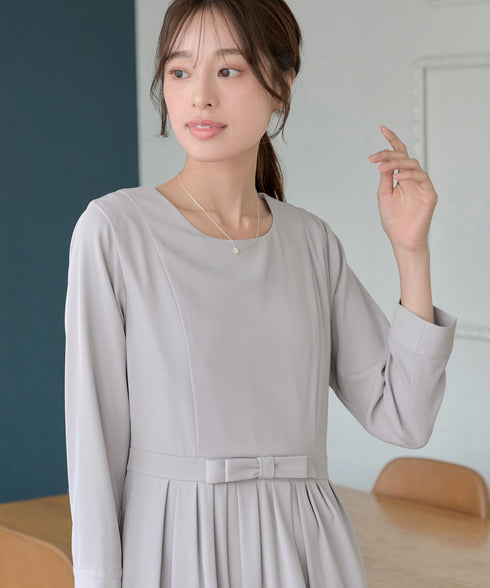 リボンベルトフレアワンピース