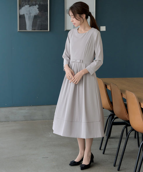 リボンベルトフレアワンピース