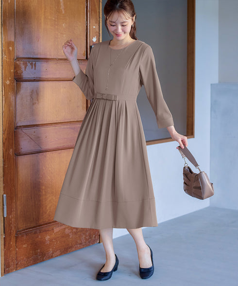 リボンベルトフレアワンピース