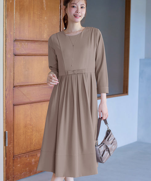 リボンベルトフレアワンピース