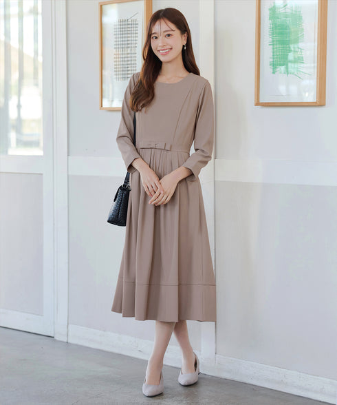 リボンベルトフレアワンピース
