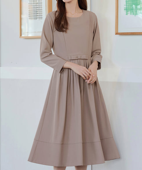 リボンベルトフレアワンピース