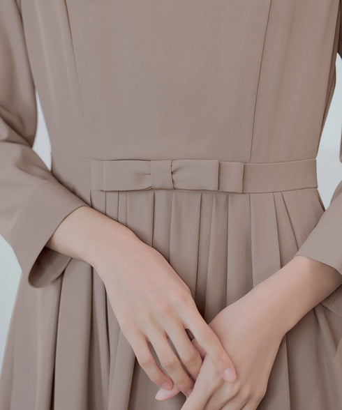 リボンベルトフレアワンピース