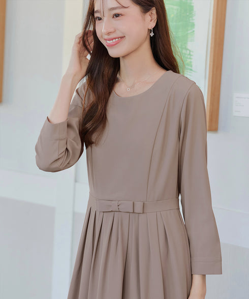 リボンベルトフレアワンピース