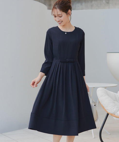 リボンベルトフレアワンピース