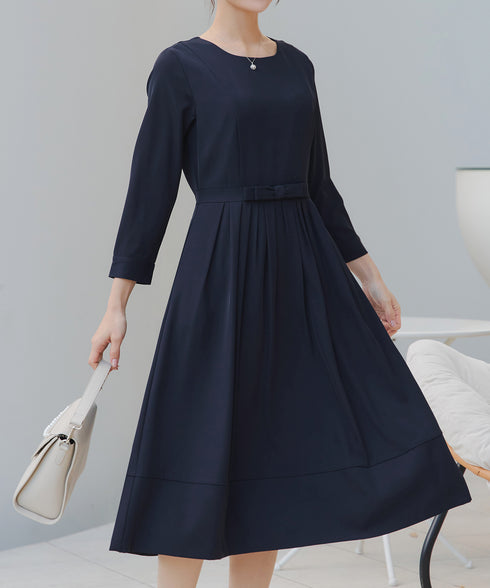 リボンベルトフレアワンピース