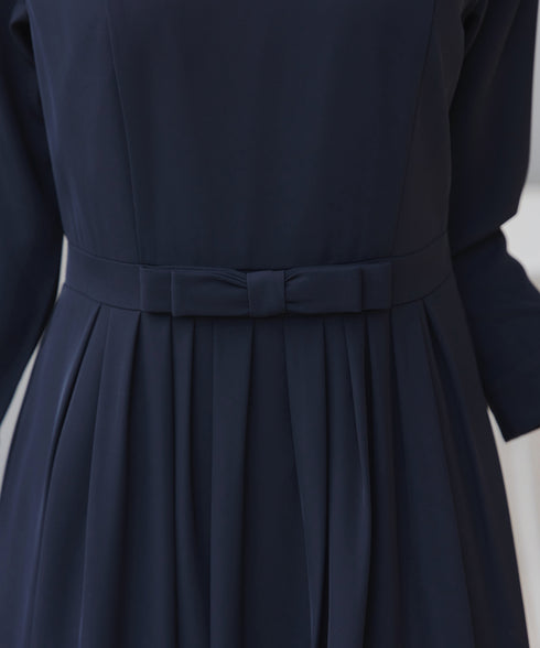 リボンベルトフレアワンピース